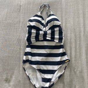 Navy Striped One Piece Swimsuit
